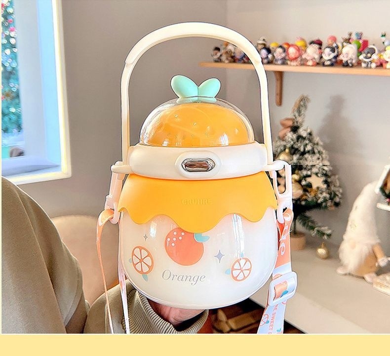 Big Belly Cup Appearance Straw Plastic High Temperature Resistant Sports Portable Water Bottle