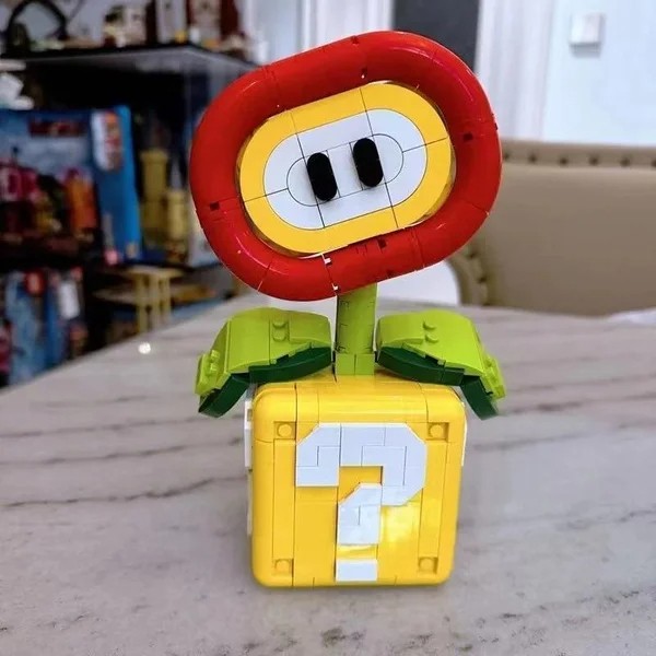 Piranha Plant Model Fits Flame Flower, Assembled Building Block Brick, Educational Toys