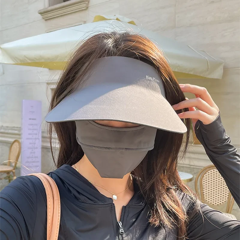 Foldable Women's Sunhat with Face Shield and Large Brim