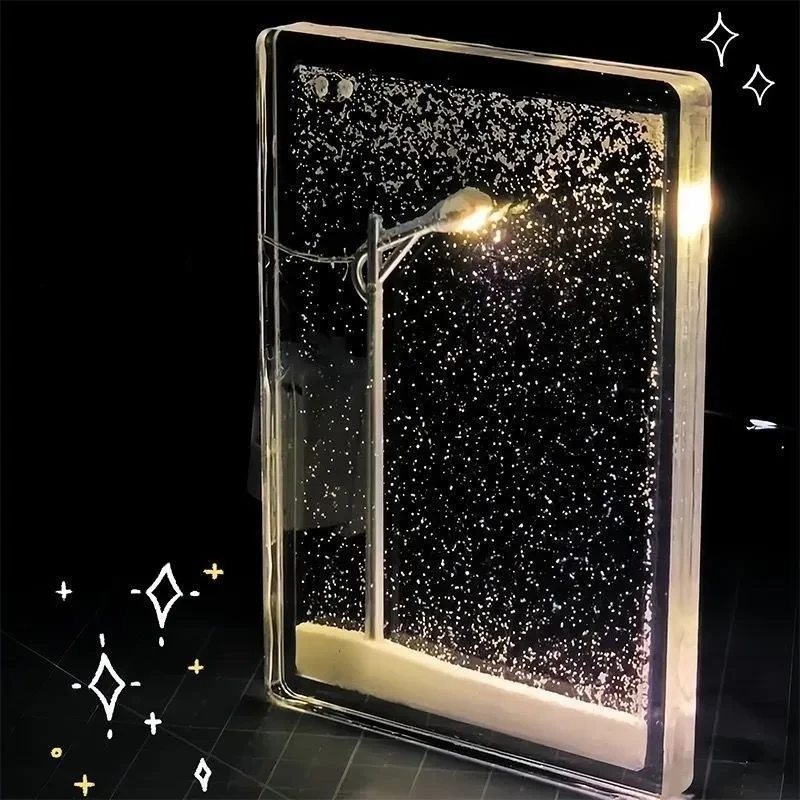 Magic Snowy Landscape Night Lights Small Street Light Snowy Flowing Night DIY Christmas Lights Christmas Desktop Decor Handmade