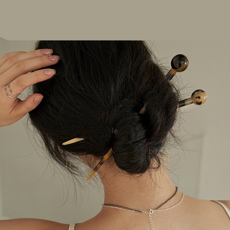 Long Resin Ball Hair Pin