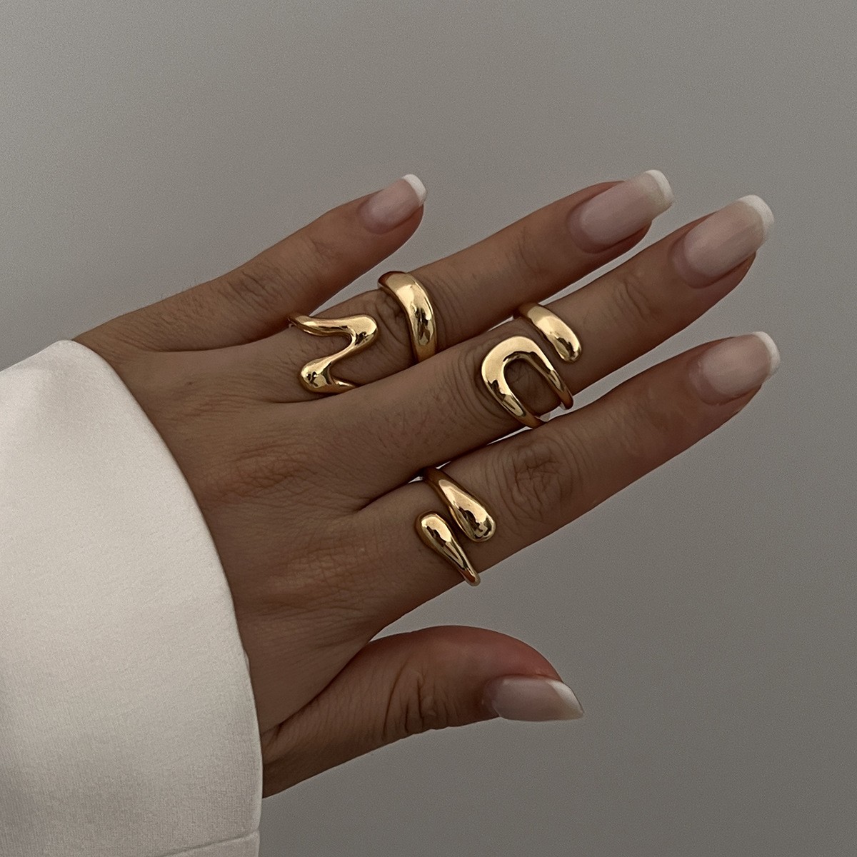 DIEZI One Set Irregular Geometric Rings