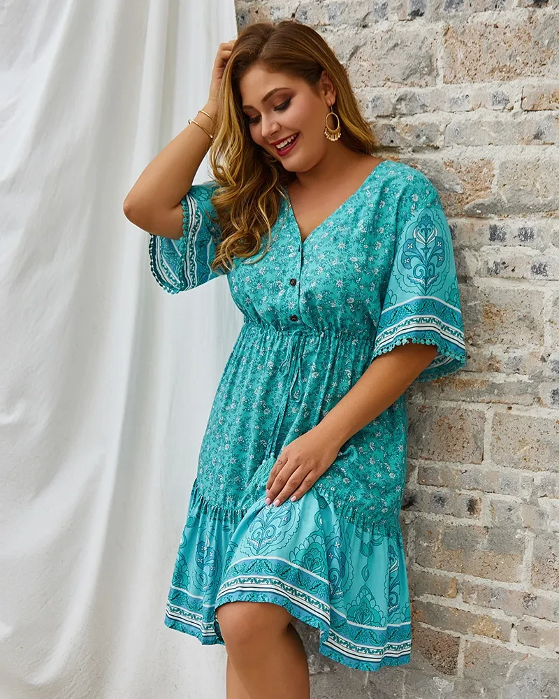 Original Design Cross-border Plus Size Women's Dress Amazon Autumn And Winter New Product Printed Sexy Skirt