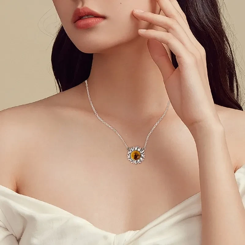 Jewelry Sunflower Women's Item Pendant Silver Plated Jewelry Necklace