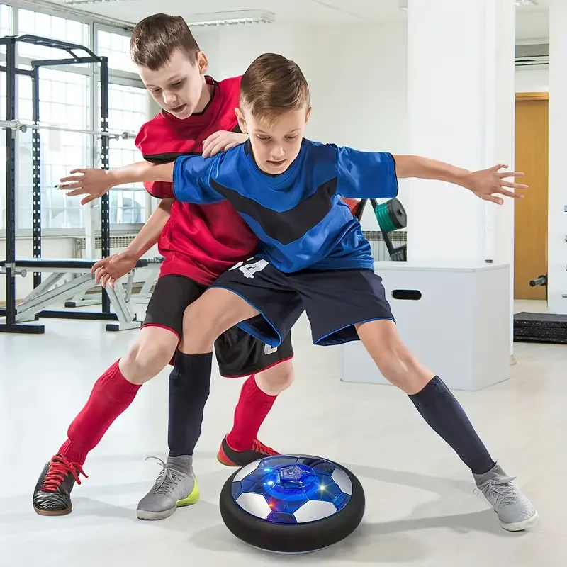 Floating Soccer Ball with LED Lights, Rechargeable Air Football with Foam Bumper, Sports Toy for Boys and Girls, PP Material, Blue - Ideal Gift for Soccer Enthusiasts