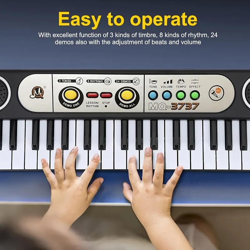 Kids' Music Toy Piano Keyboard Toy 37 Keys Electronic Musical Multifunctional Instruments, Kids' Piano With Microphone My First Pinao Toy Christmas, Thanksgiving Gift
