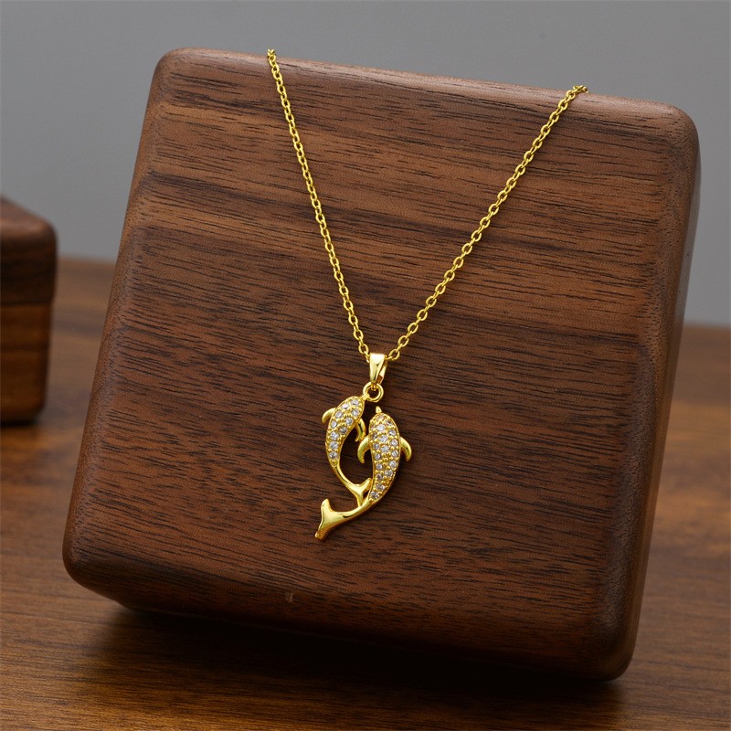 Exquisite Titanium Steel Dolphin Pendant Necklace