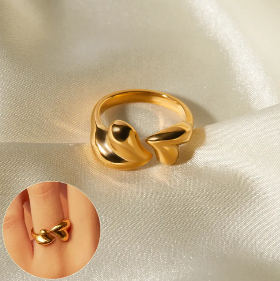 Stainless Steel Asymmetric Heart Shape Open Rings Romantic Valentine's Day Jewelry Gifts For Women Fashion Jewelry