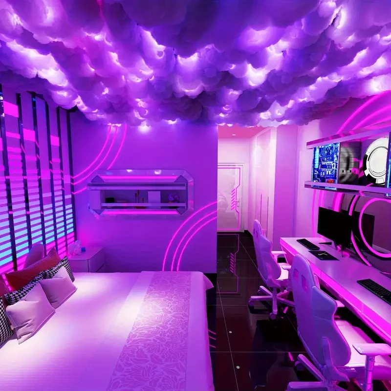4.88meter Big Cloud Light: Music Sync Multicolor Changing Strip Light for Gaming Room