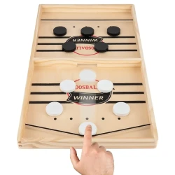 Wooden Bouncing Chess Game - Interactive Tabletop Hockey