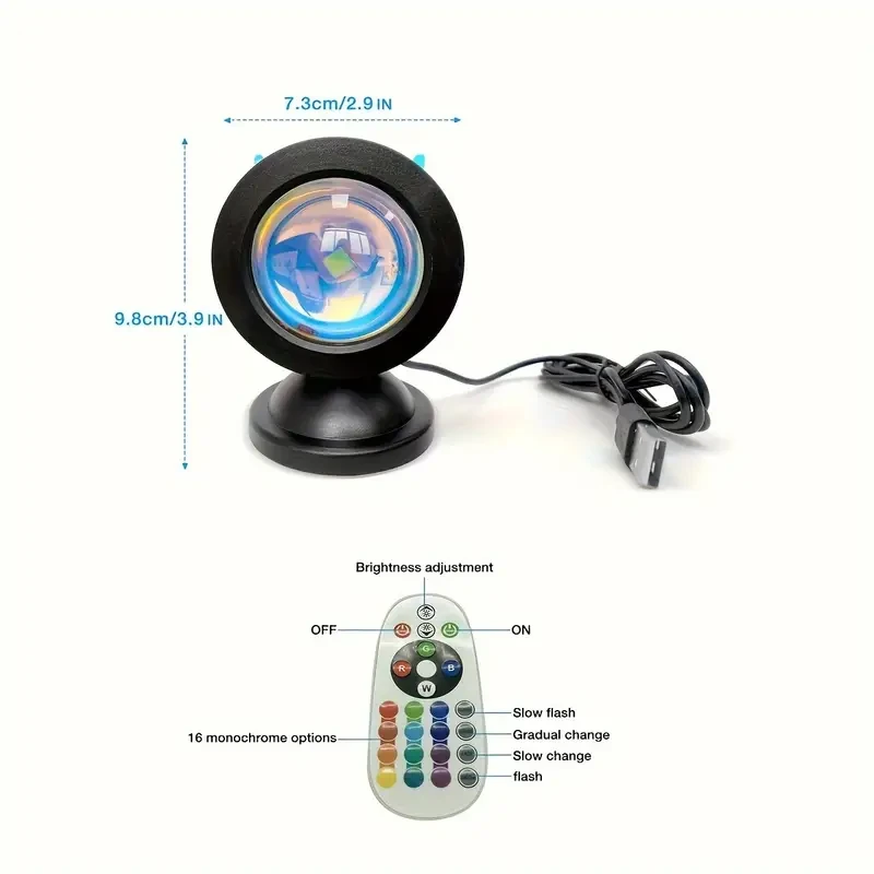 16 Colors USB Led Sunset Spotlight, Remote Control