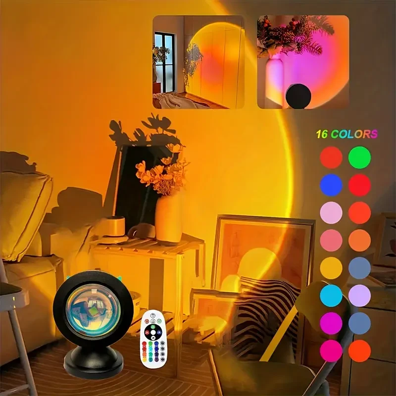16 Colors USB Led Sunset Spotlight, Remote Control
