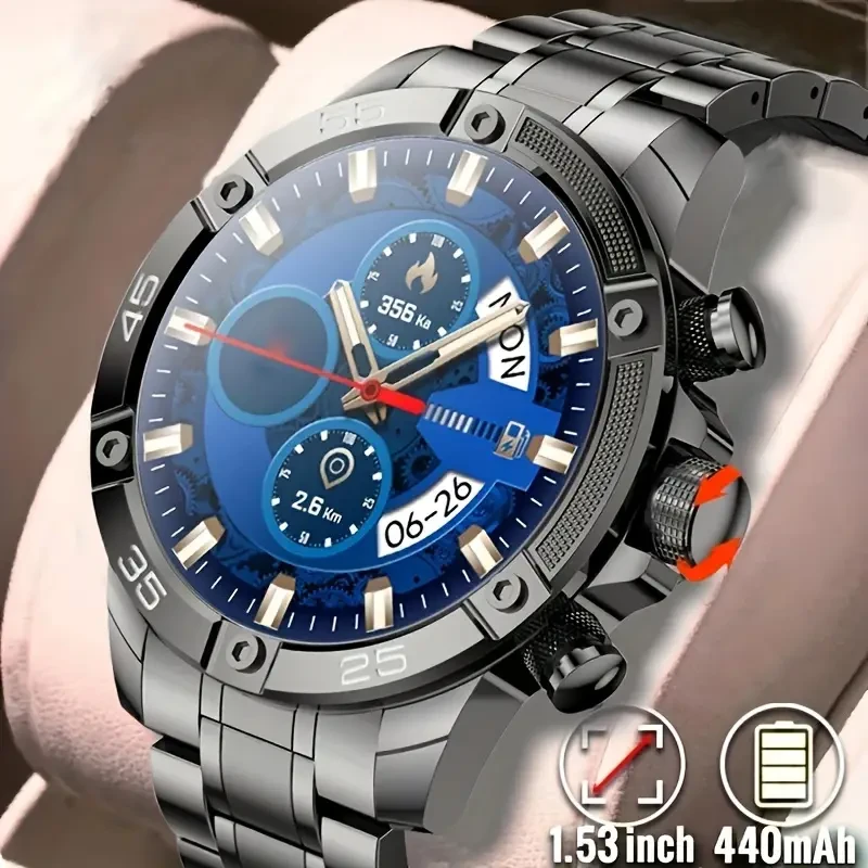 2024 Smart Watch Men Wireless Call 360*360 HD Screen 1.53'' Business Smartwatch Sport Fitness Tracker Watches Men Father's Day Gift