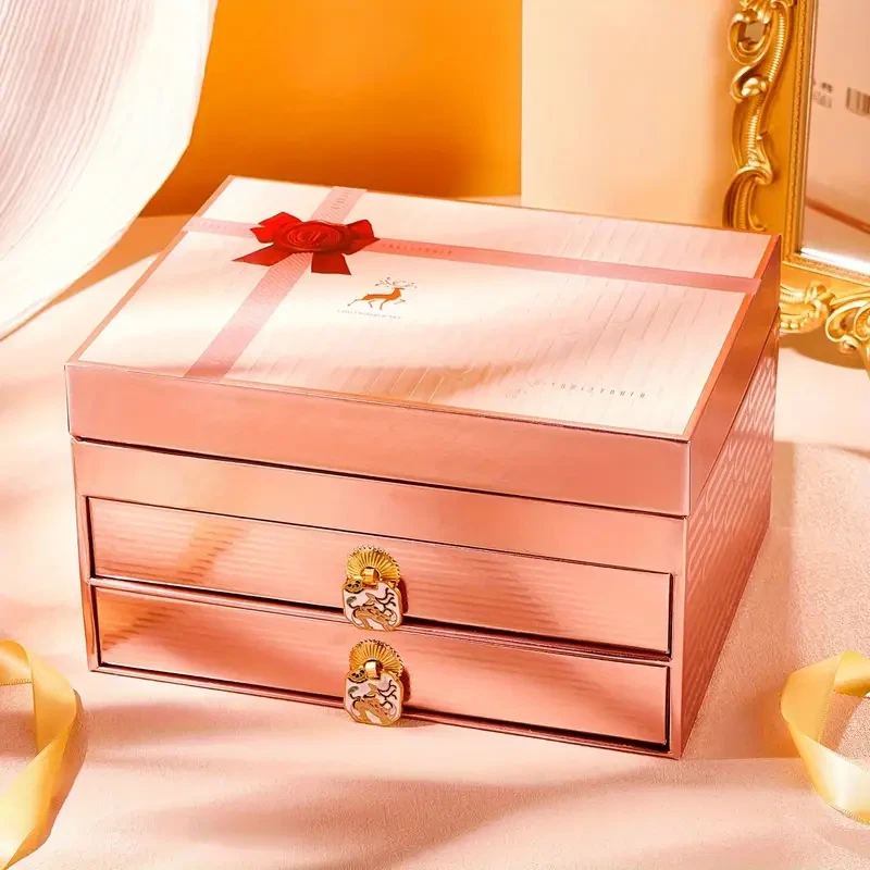 20pcs True Love Deer Gift Set: Nude Orange Lipstick, Ivory BB Cream & Concealer, 9-Color Eyeshadow Palette, Liquid Eyeliner Pen, Dual-Ended Brow Pencil, Mascara, Makeup Brushes (4), Prep Serum, Hand & Lip Balm, Sleep Mask with HD Mirror, Heart Greeting Ca