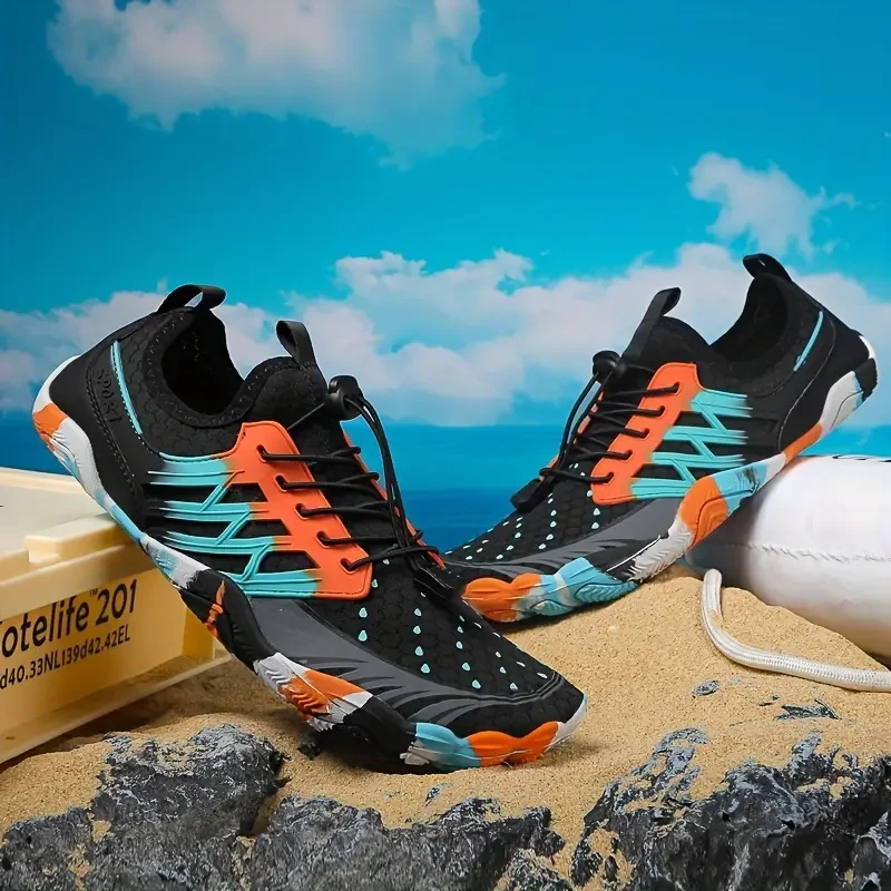 Unisex Geometric Pattern Water Shoes - Lightweight, Quick-Dry, Breathable, Anti-Slip, Non-Slip Sole, Random Printing, Various Colors, Perfect for Summer, Outdoor Trekking, Beach, and All-Season Activities