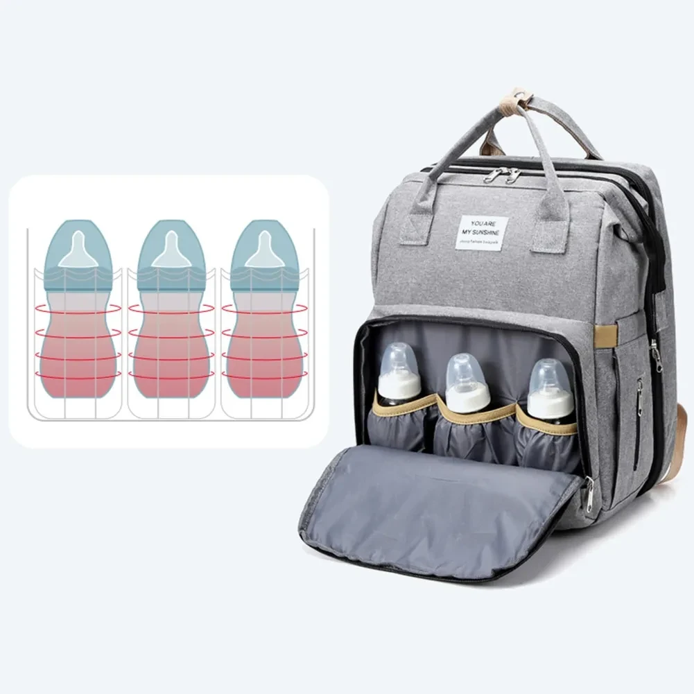 New Foldable Sleeping Mommy Bag Multifunctional Mother and Baby Bag Mom Bag Milk Bottle Backpack Diaper Backpack