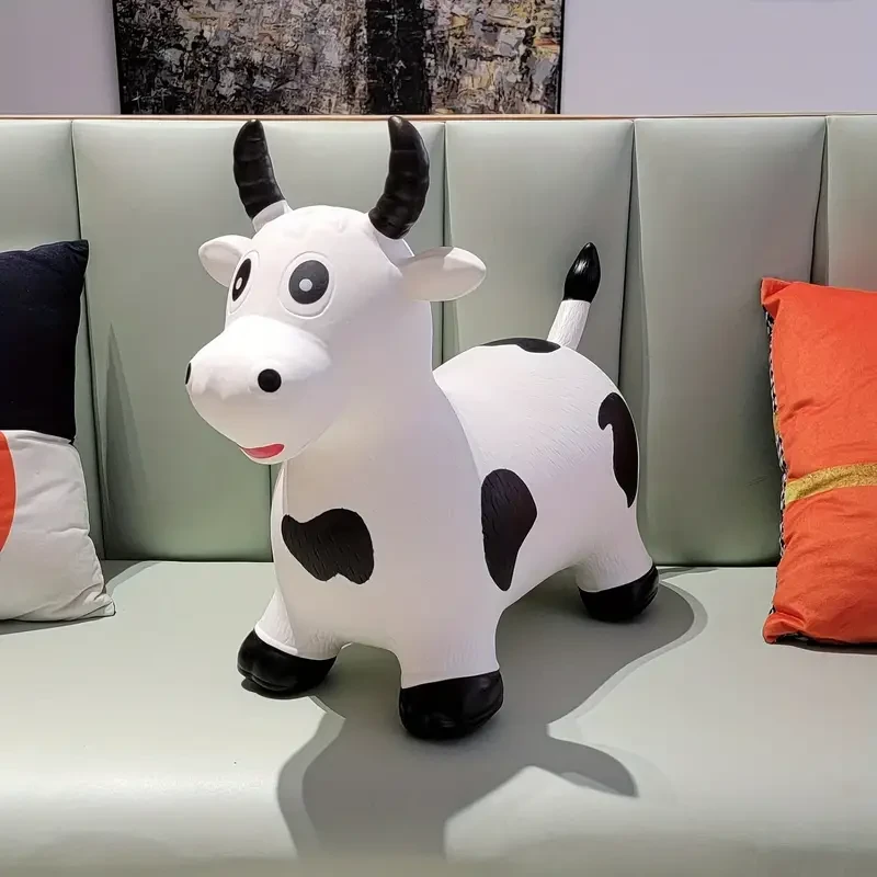 Bouncy Cow & Horse Inflatable Playset for Youngsters 3-6 Years - Durable PVC, Outdoor Jumping Fun with Pump Included - Perfect Gift for Boys & Girls