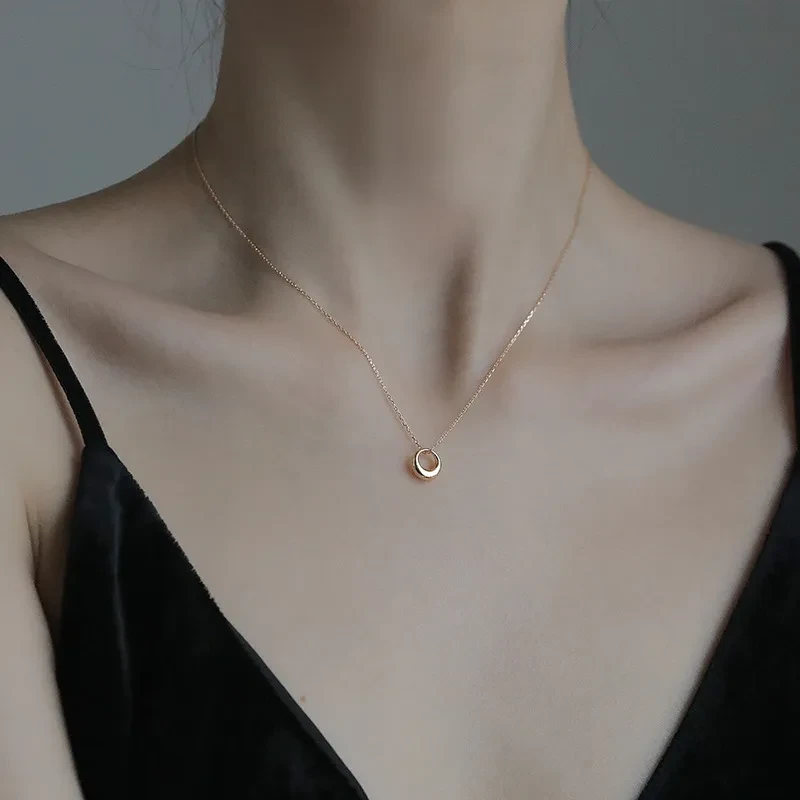 New Titanium Steel Geometric Circle Necklace Women