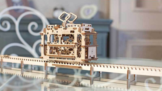 DIY 154pcs Wooden Streetcar Mechanical Transmission Model Assembly Puzzle Toy For kids Education gift