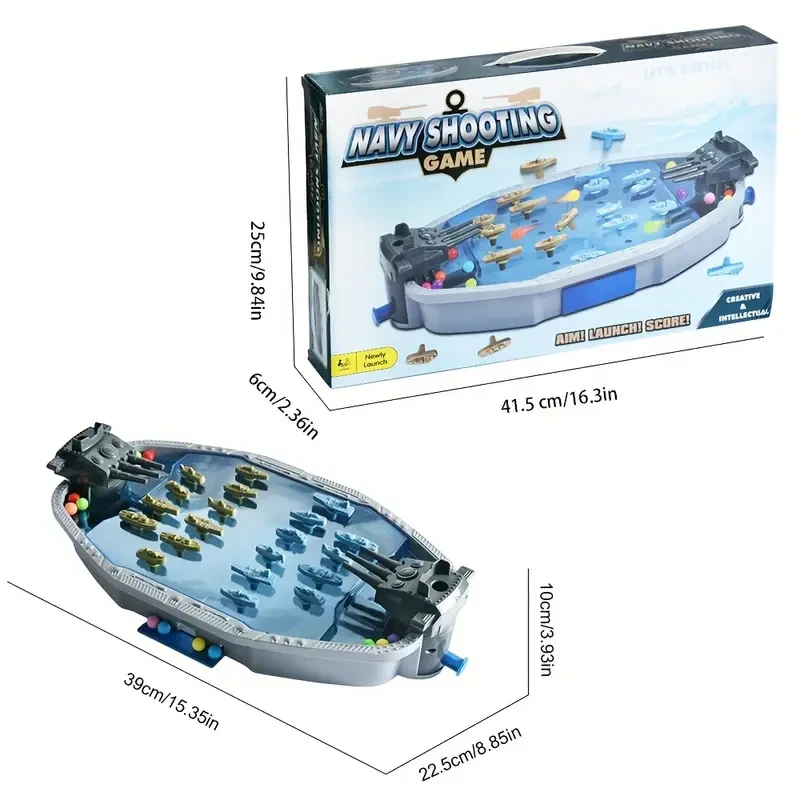 Navy Battleship Shooting Board Game 2-Player Marble Combat Game