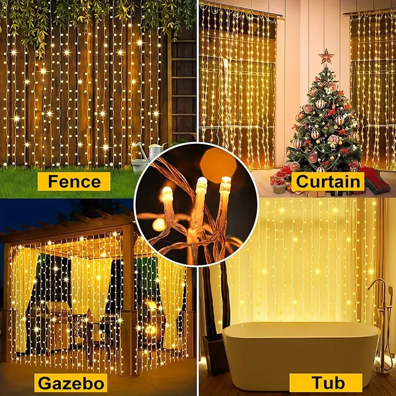 Waterproof Solar-Powered LED Icicle String Lights