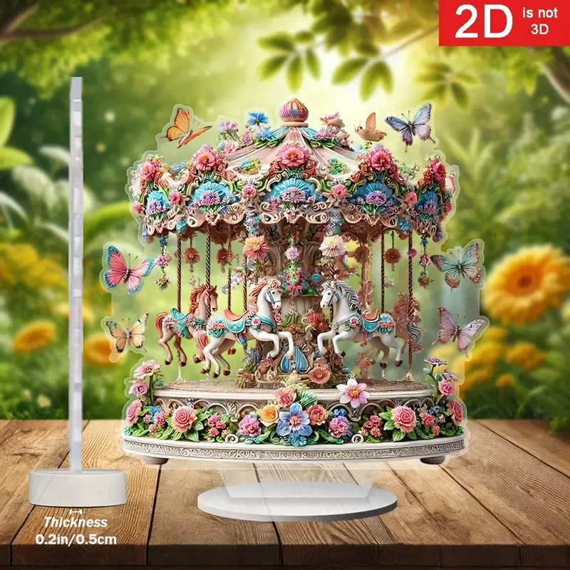 Enchanting Acrylic Carousel Music Box with Fantasy Horses