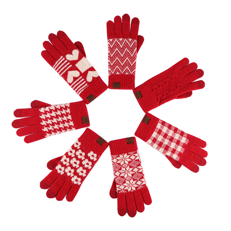 New Year Festive Red Gloves