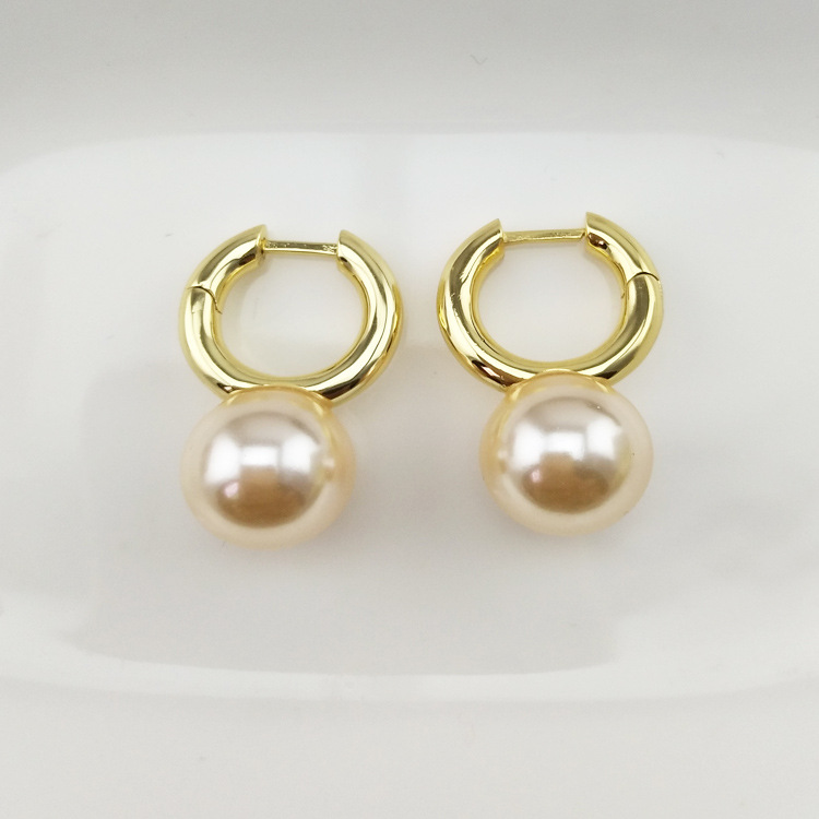Earrings brass glass pearl earrings