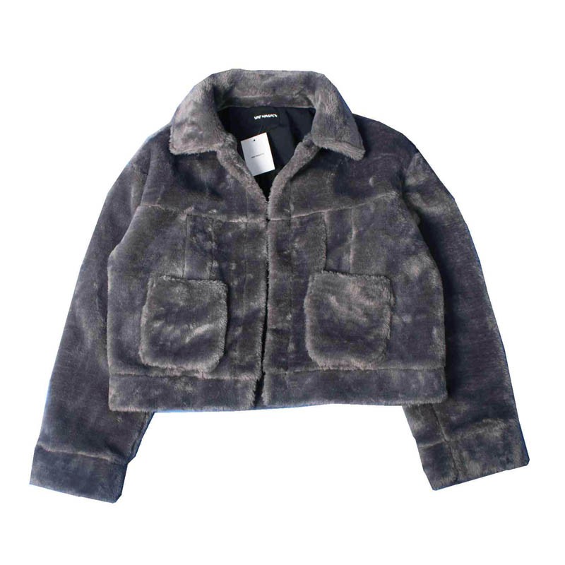 INS OVERSIZE Hip Hop 90S Retro National Tide Brand Silhouette autumn and Winter Couples Plush Jacket