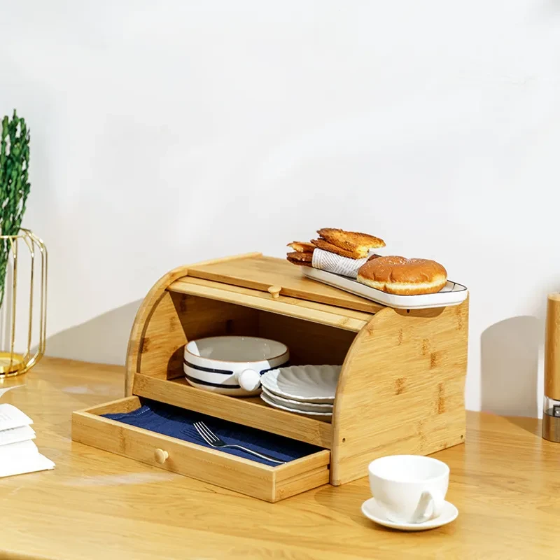 Fashionable Kitchen Food Storage Box Bamboo Multifunctional