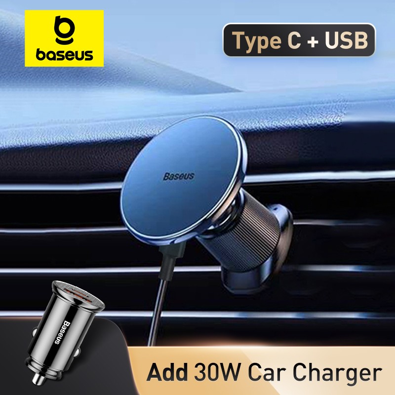 Baseus Car Phone Holder Magnetic Wireless Charger - 15W Fast Charging Car Charger Holder for iPhone 15, 14, 13 Pro Max