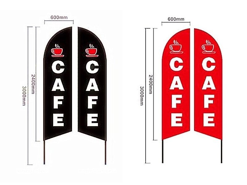 'CAFE' 3.4m Double Sided Sign Commercial Feather Banner Flag