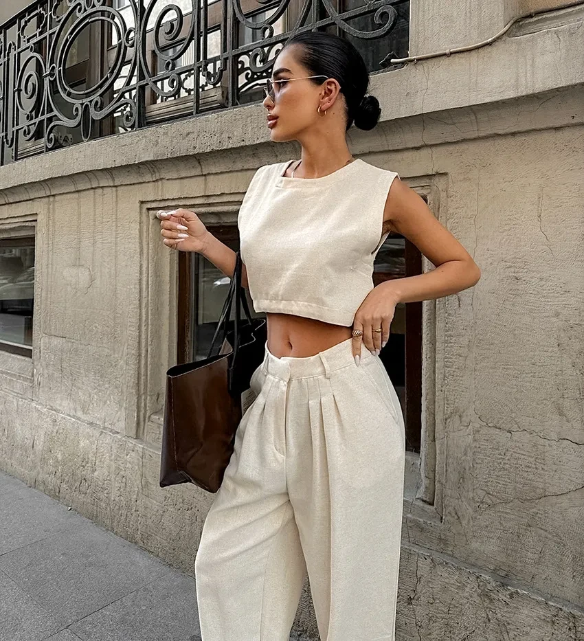 Short Vest Pants Two-piece Women's Clothing