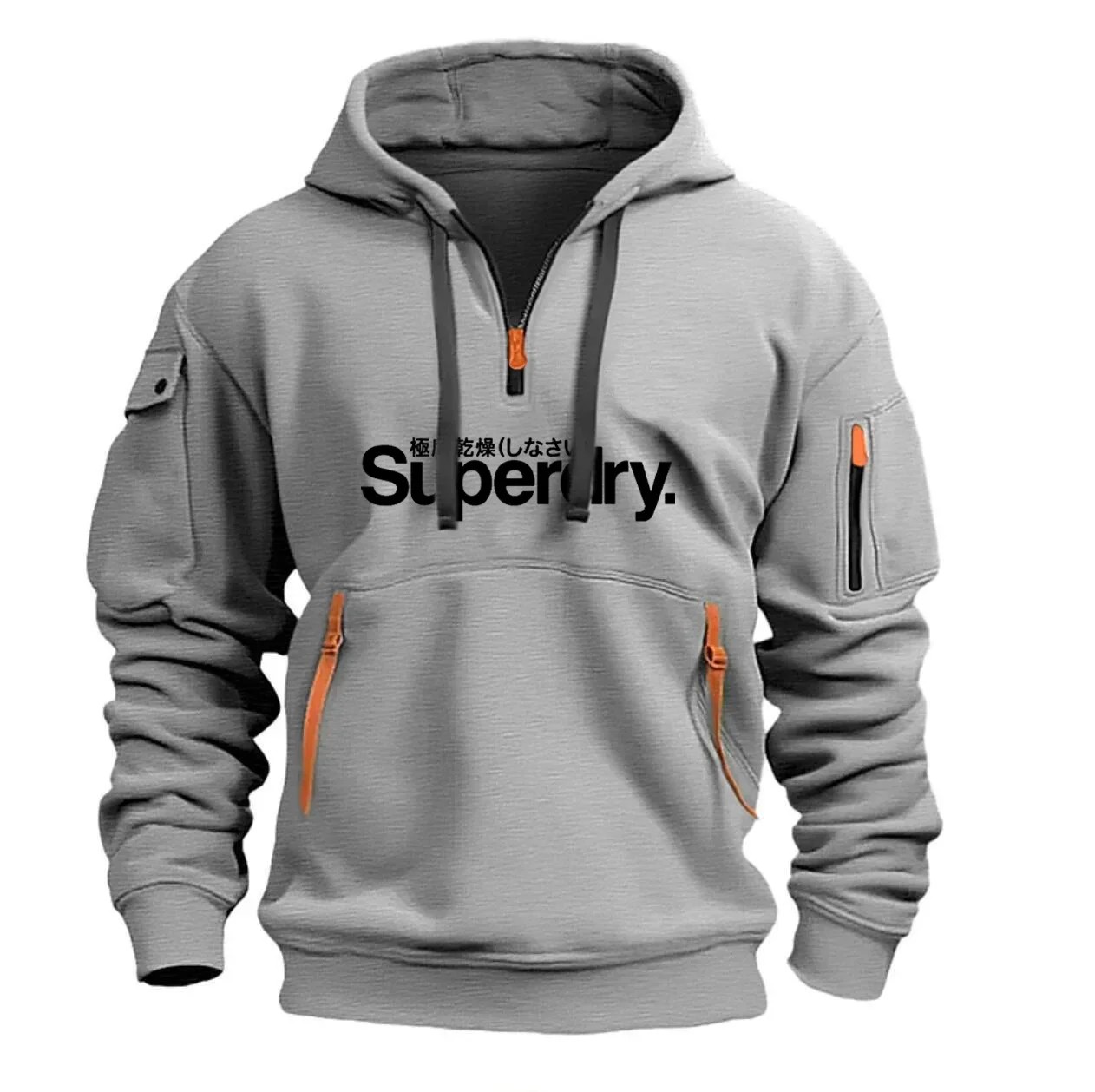 Multi-Pocket Zipper Loose Casual European Size Pullover Hoodie