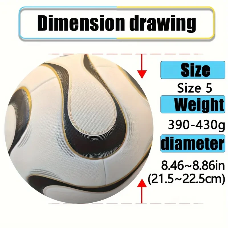 Premium Pu Leather Soccer Ball - Seamless, High-Elasticity & Durable For Adult Training And Competitions, Size 5