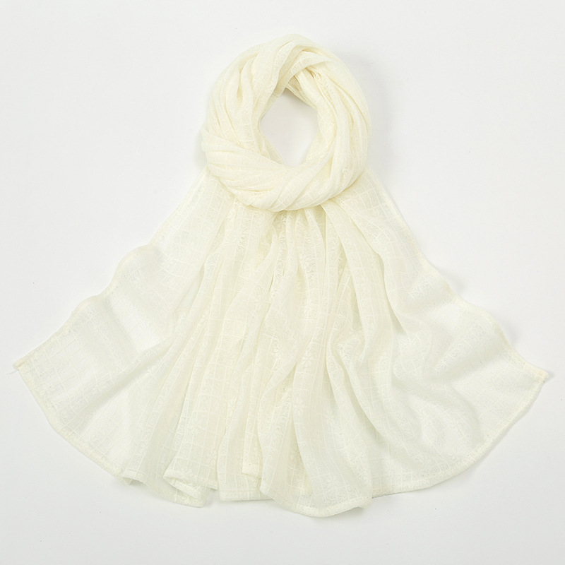 Plaid Jacquard Polyester Scarf Women