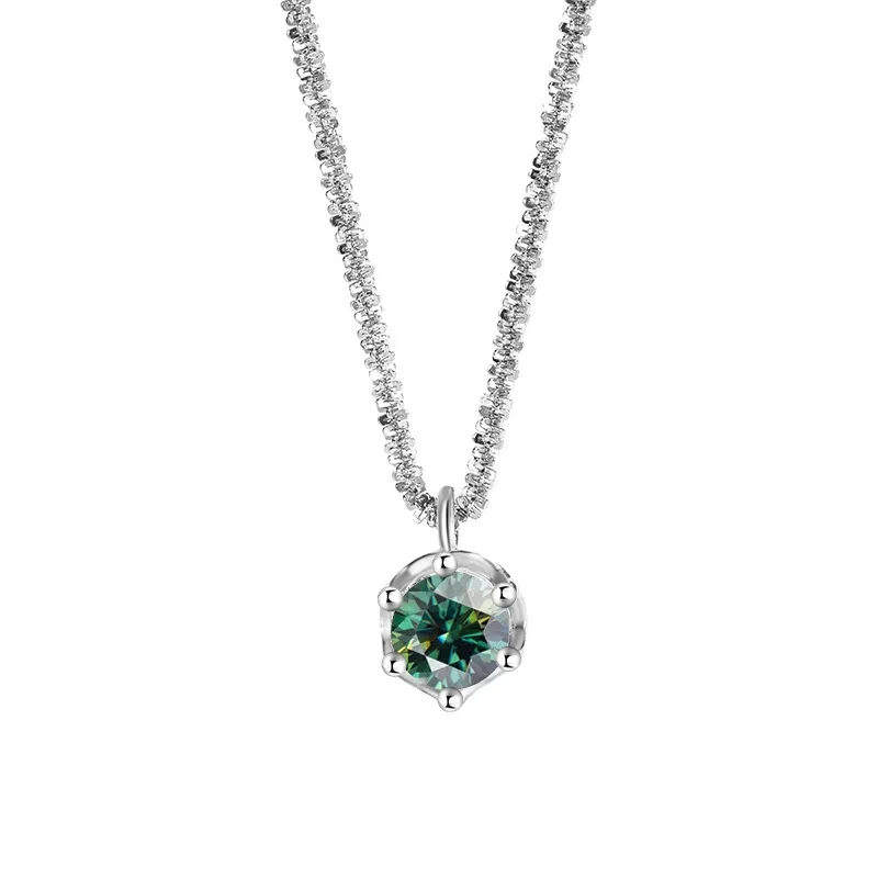 Sterling Silver S925 Simple Moissanite Pendant Valentine's Day Light Luxury
