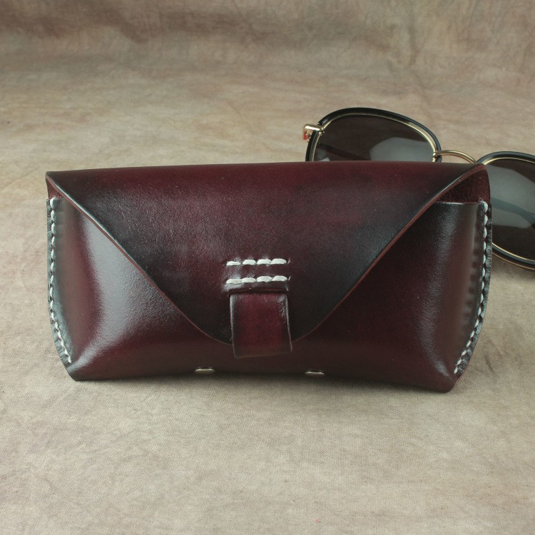 Craftsmanship Handmade Retro Sunglasses Case First Layer Cowhide Glasses Belt Bag