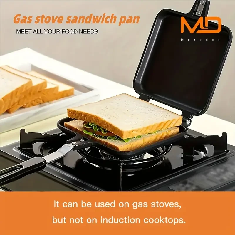 Moredor Double-Sided Non-Stick Sandwich Maker - Perfect for Grilled Cheese, Toast & Omelettes - Ideal for Outdoor Camping & Kitchen Use