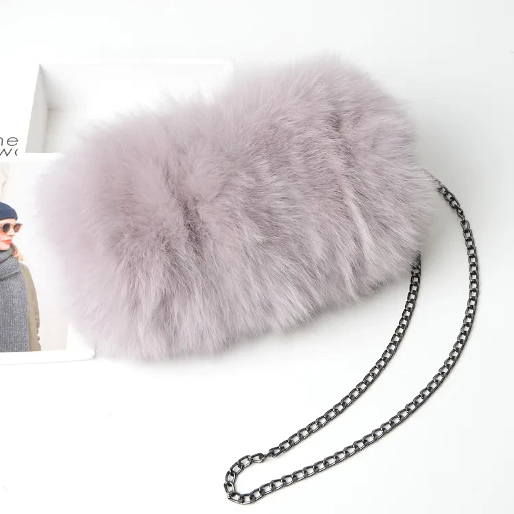 Fashion Fox Fur Warm Hand Warm Fox Fur Fur Women's Shoulder Chain Crossbody Bag