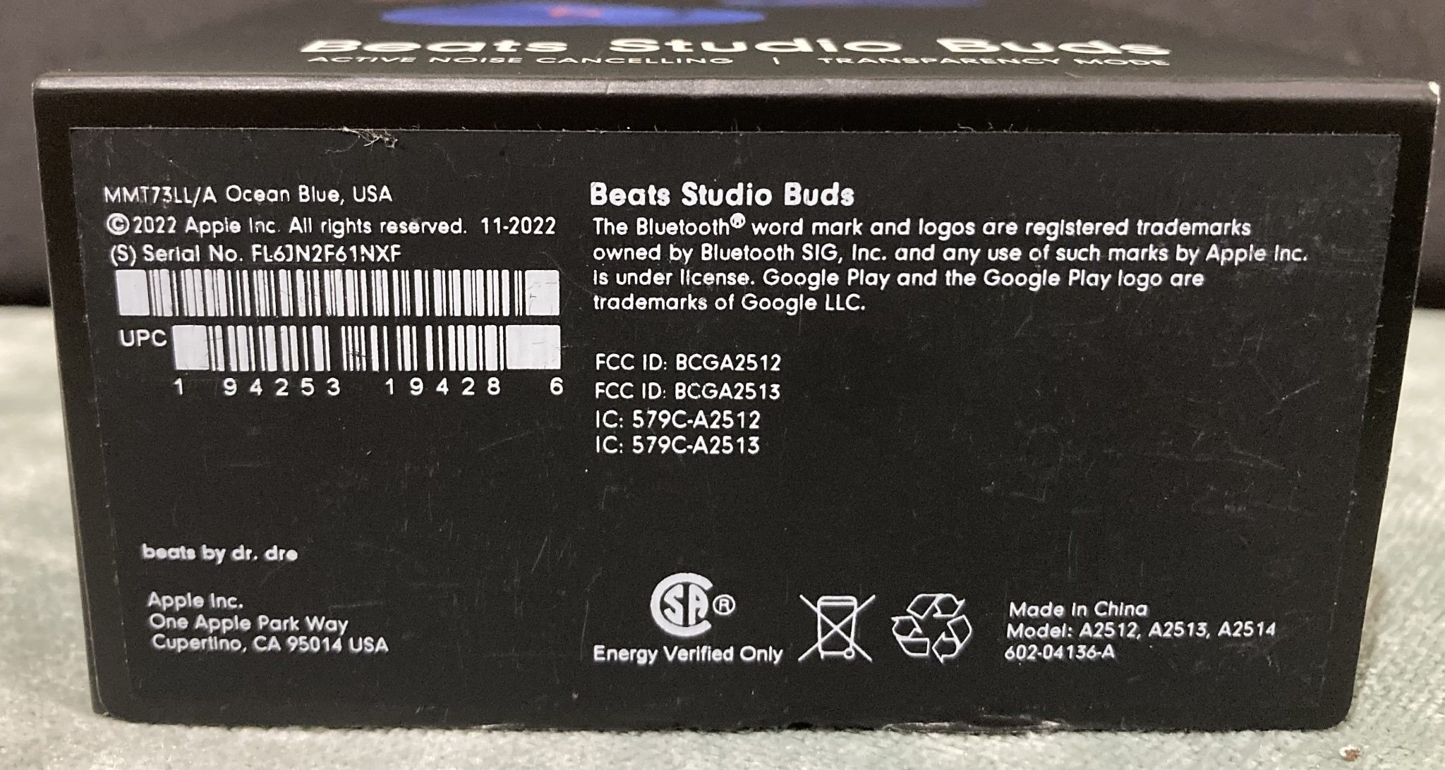 Beats Studio Buds - Ocean Blue (New, unused)