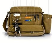 Trendy Army Green Canvas Laptop bag. Free Shipping