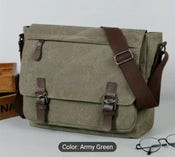 Trendy Army Green Canvas Laptop bag. Free Shipping