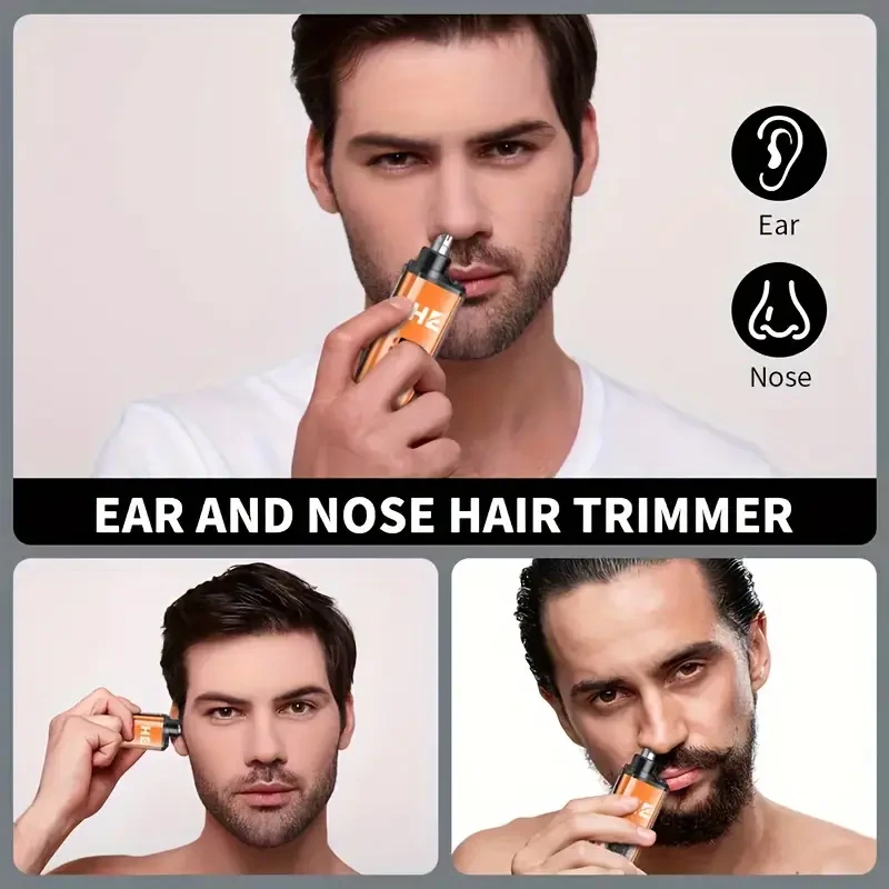 USB Rechargeable Electric Nose & Ear Hair Trimmer - Quiet, Portable with Stainless Steel Head for Men & Women - Perfect Holiday Gift