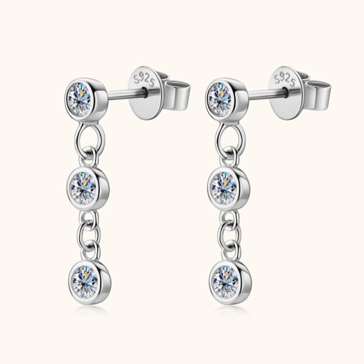 Temperament Wild Moissanite Stud Earrings Female Tassel Eardrops Special-interest Design High Sense S925 Sterling Silver Earrings Wholesale