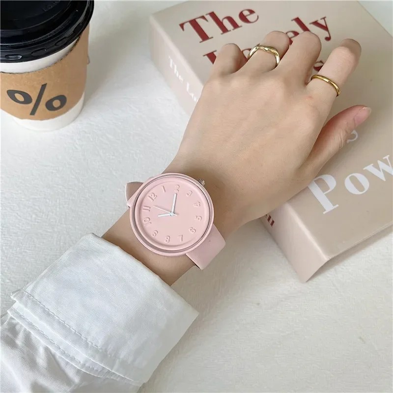 Women Quartz Watch Macaron Color Retro Digital Wristwatch