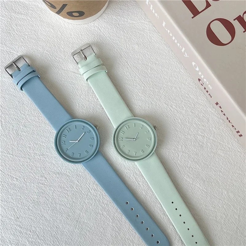 Women Quartz Watch Macaron Color Retro Digital Wristwatch