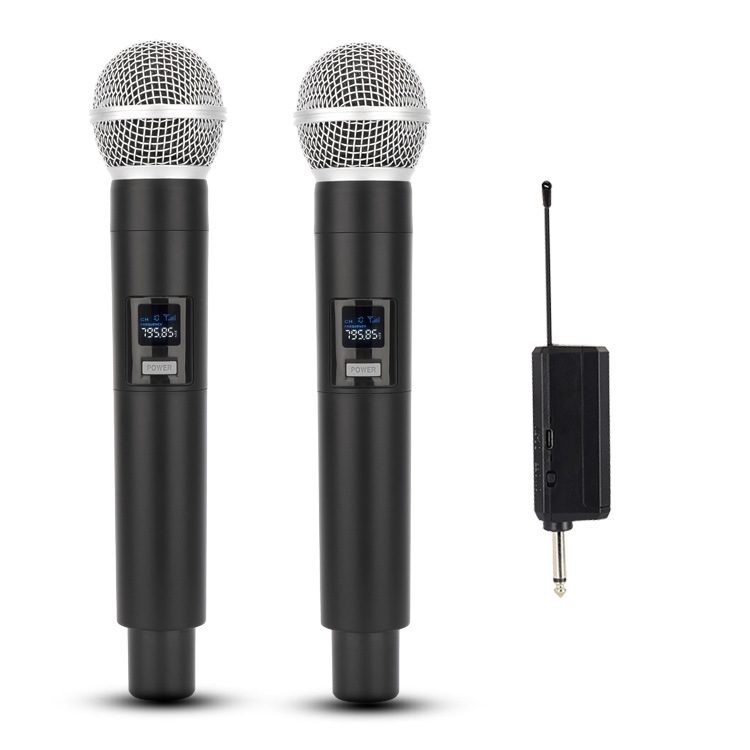 Wireless Microphones x 2 Rechargeable Receiver and Battery, 100 ft Range Karaoke