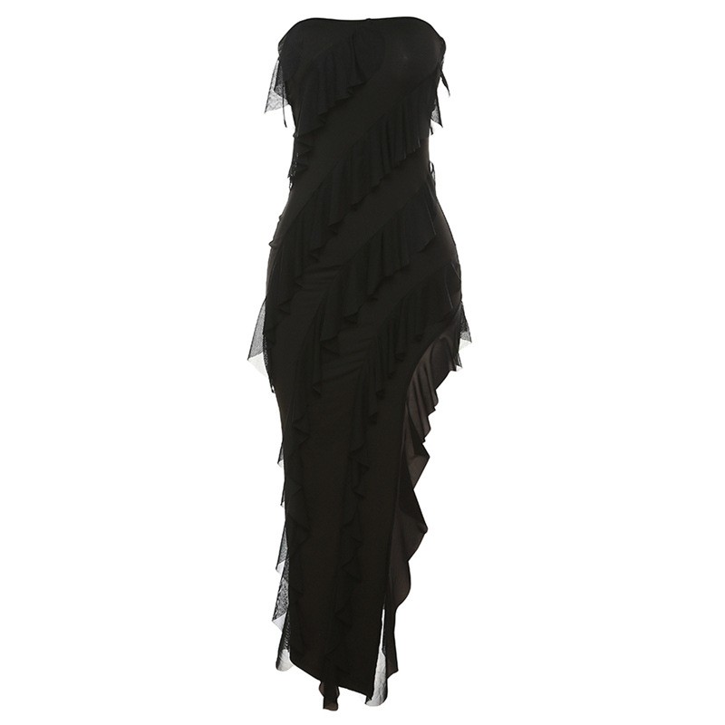 Summer Trend Skinny Women's Fashion Tube Top Backless Split Dress
