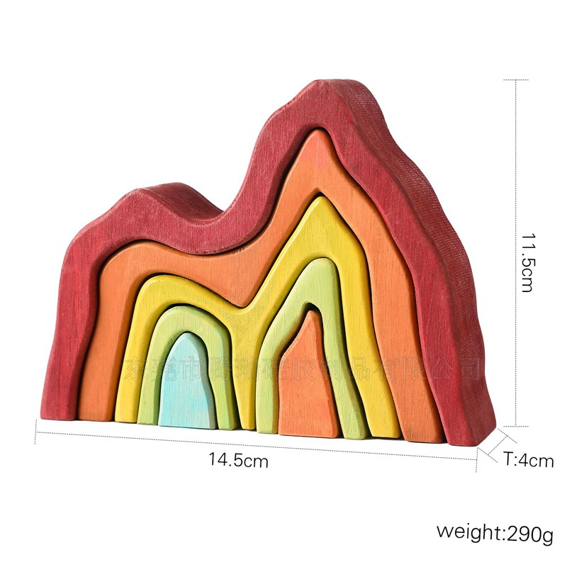 Early Childhood Education Puzzle Toys Wooden Rainbow Building Blocks